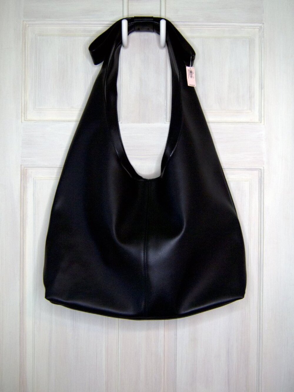 Victoria’s Secret Black Bow Tote Bag Slouchy Shoulder Purse Faux Leather - Picture 3 of 9